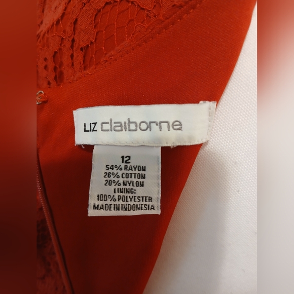 Liz Claiborne Red Lace Dress | Size 12 - Picture 2 of 11